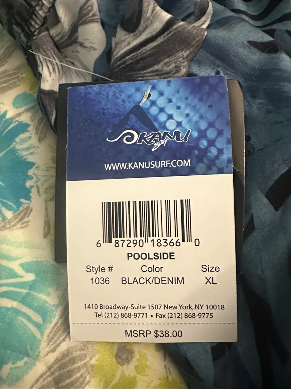 Men's Blue Floral Swim Trunks with Drawstring Waist